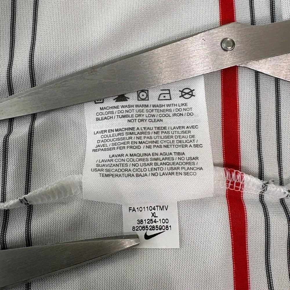 Nike Golf Polo Shirt Mens Size XL White Striped Dri Fit Short Sleeve Performance